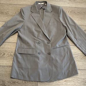 Uniqlo C Blazer Mens Large Gray Double Breasted Blazer Casual Dressy